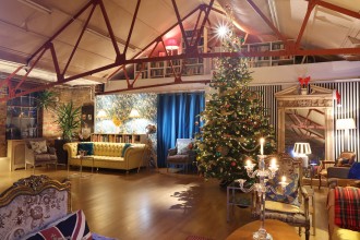 This eclectic loft space with its exposed brick walls and boho touches will liven up your south London Christmas party.