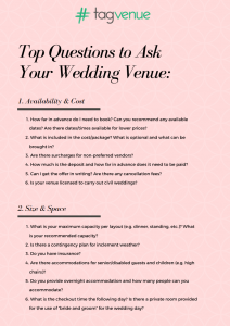 Wedding Venue Questions and Checklist - Tagvenue.com