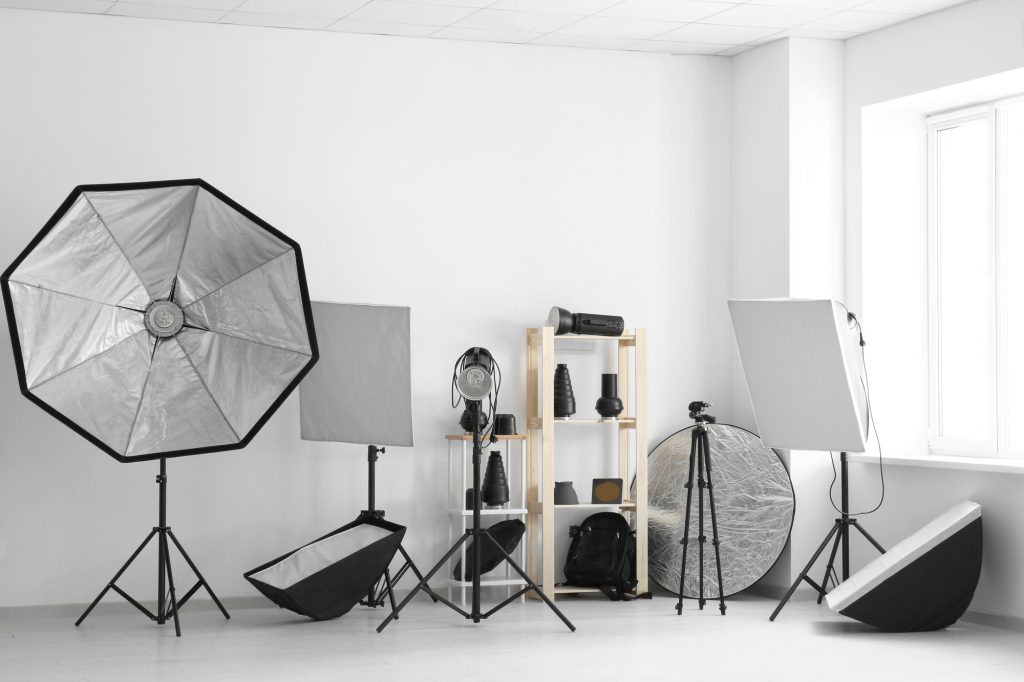 Professional equipment in modern photo studio