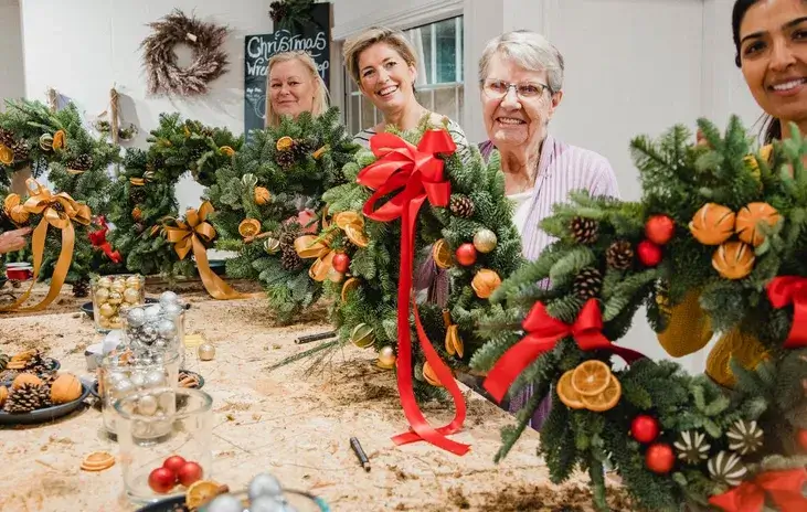 Wreath Making Workshop Virtual Christmas with kits for teams