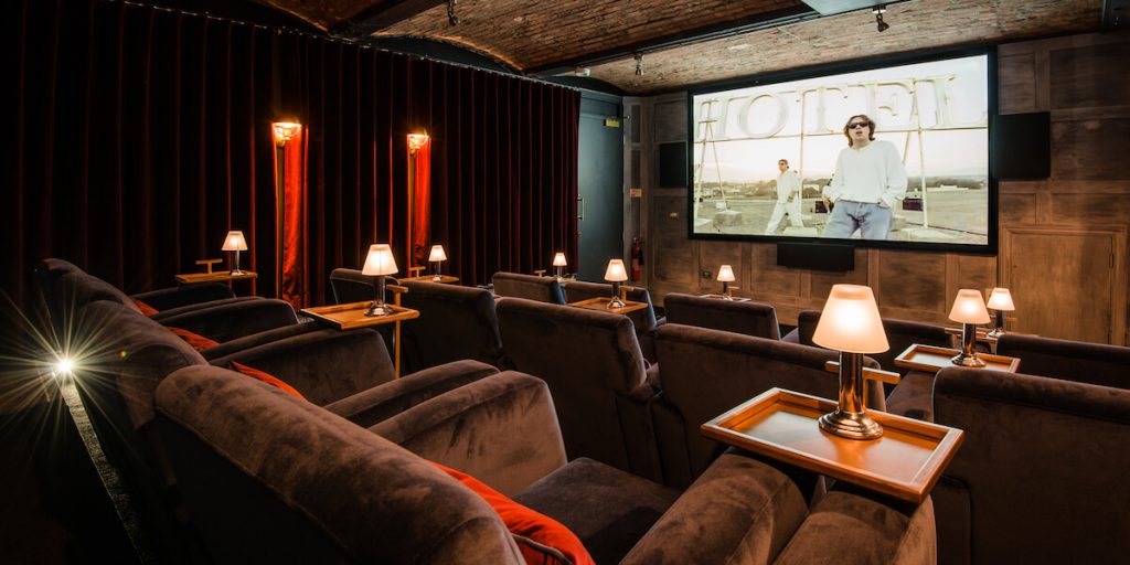 movie night at a private screening room