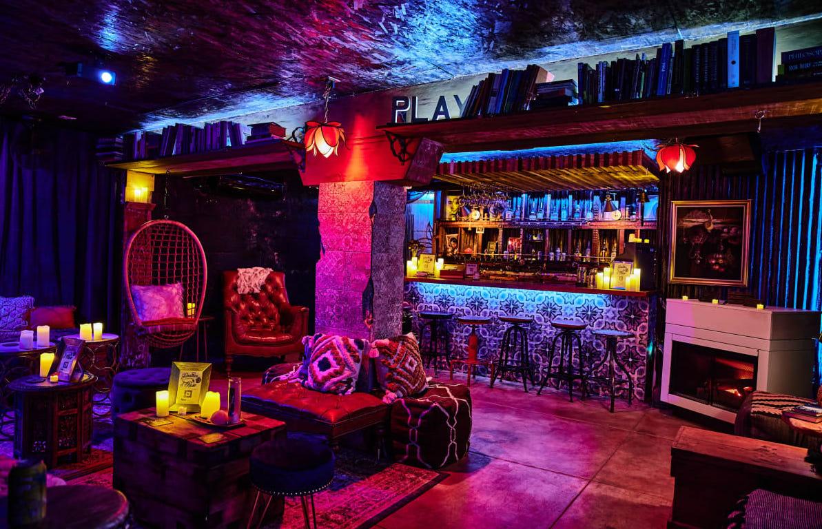 an elegant underground speakeasy venue in Los Angeles