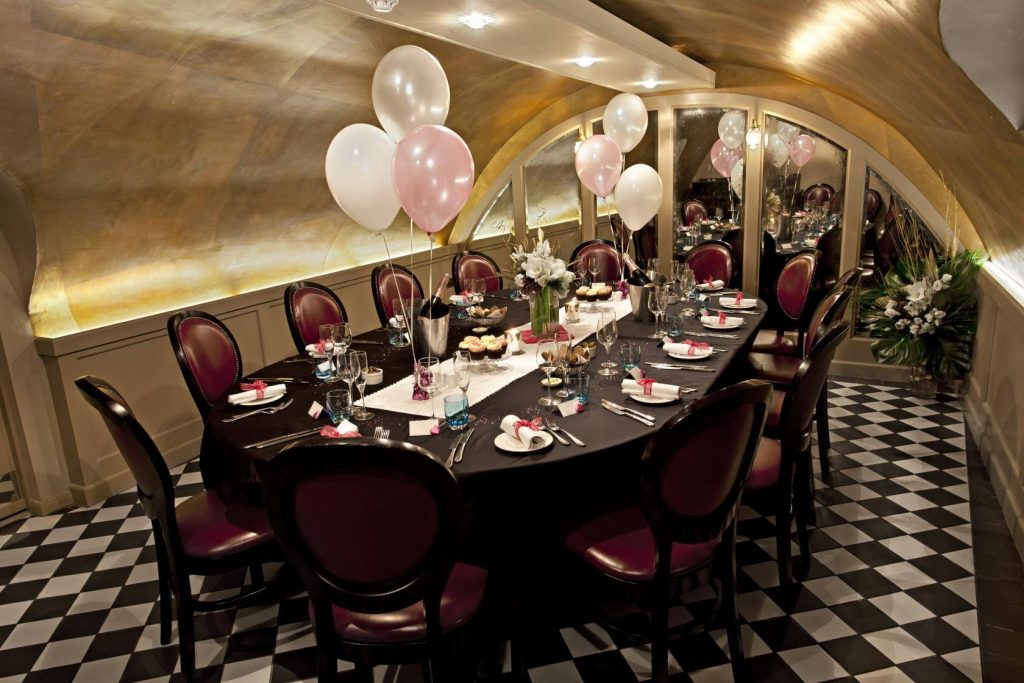 private dining room with balloons