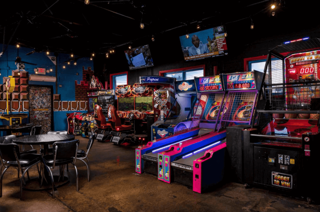 a venue filled with arcade games