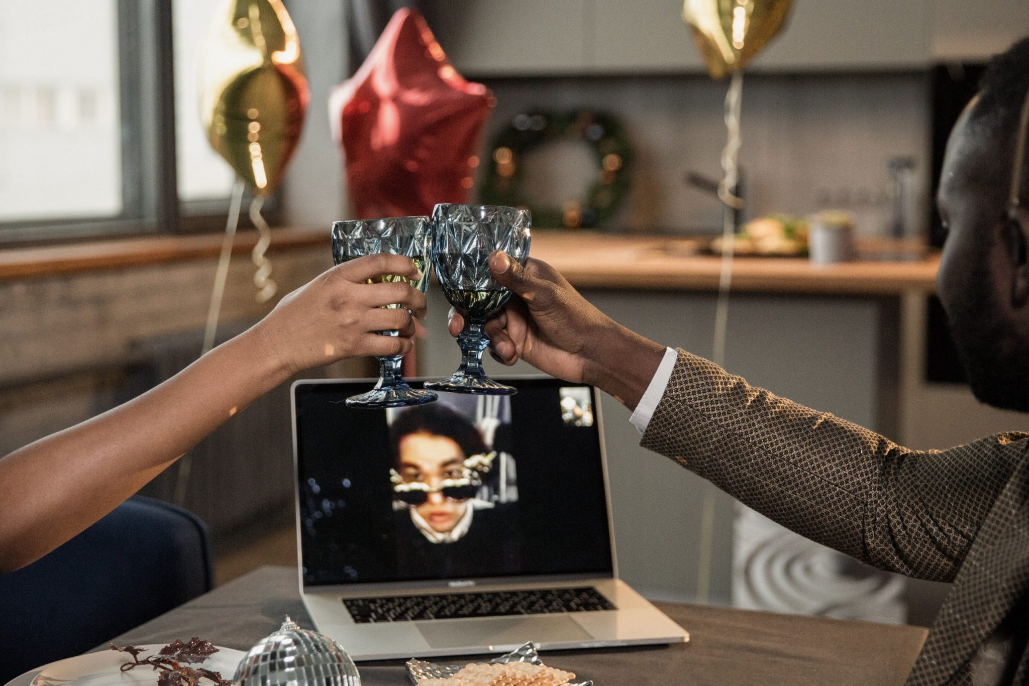 people enjoying a virtual baby shower party