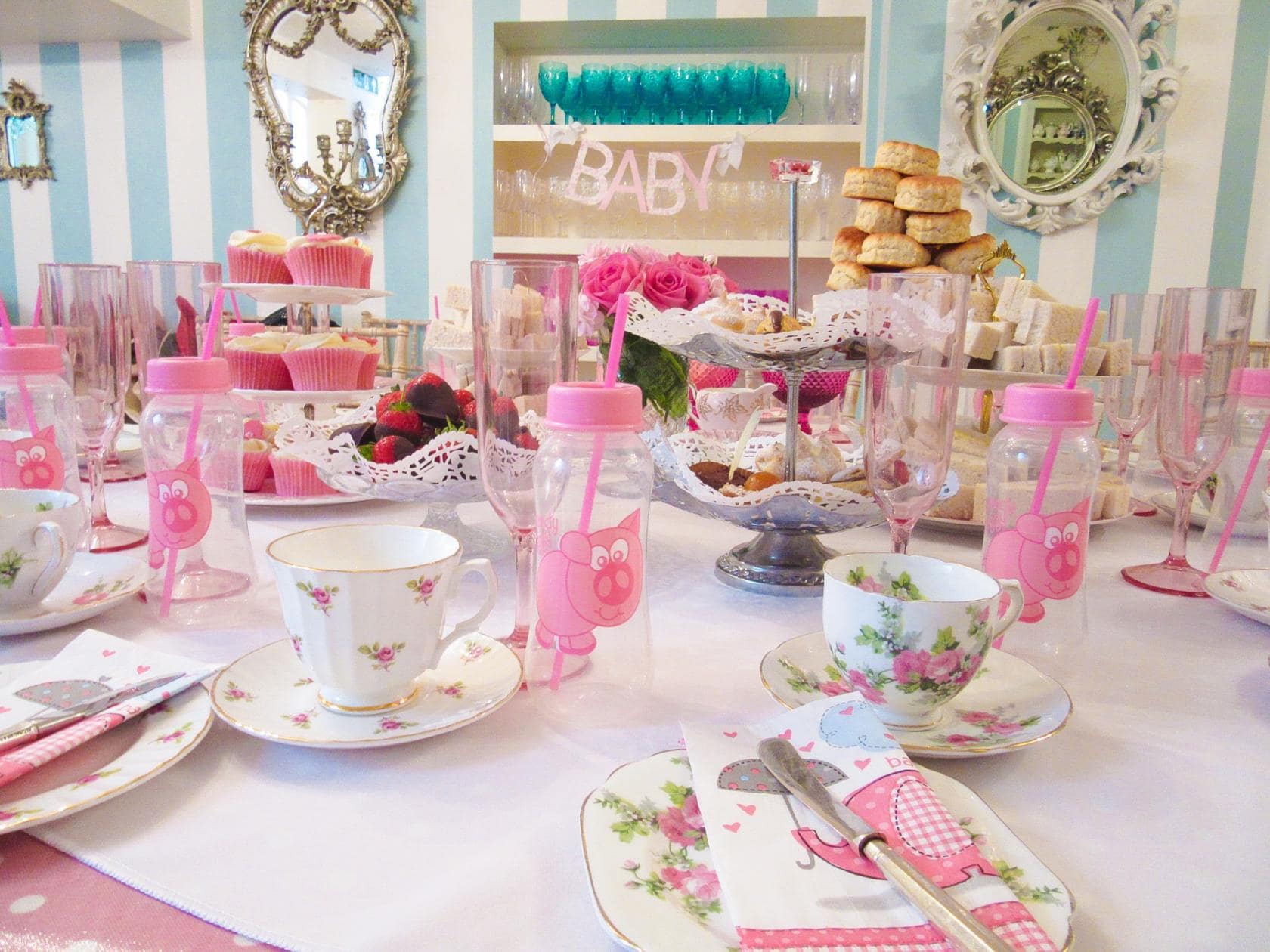 baby shower tea party set up