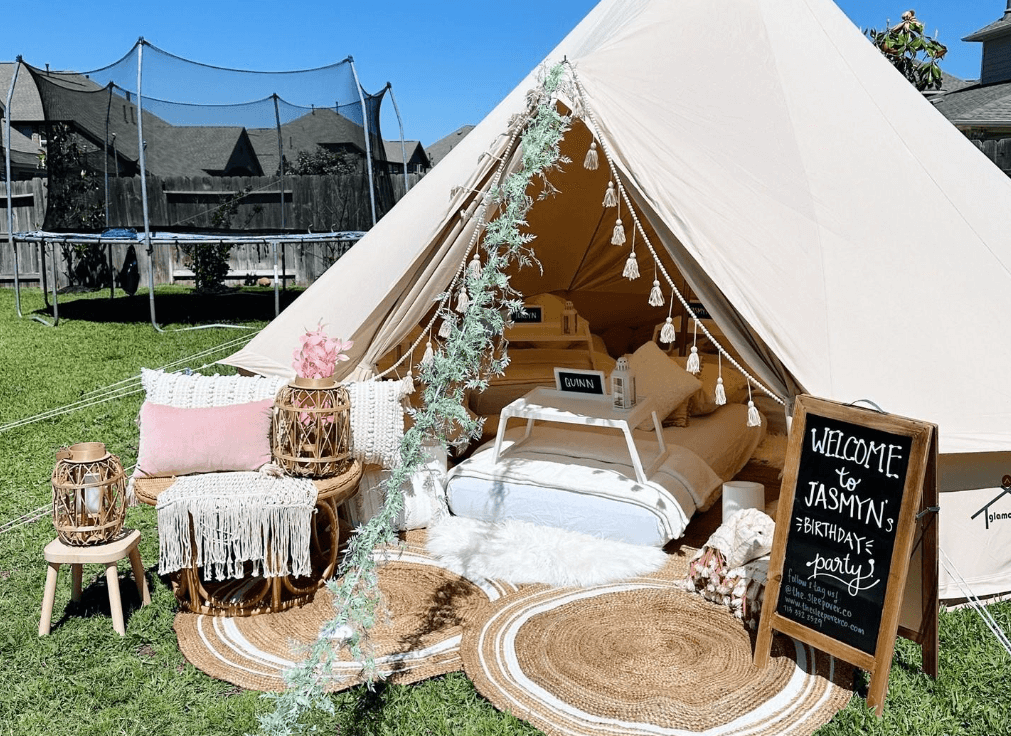 boho picnic tipi set outdoors