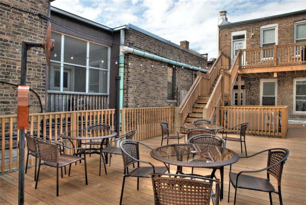 a wooden rooftop deck in Chicago, IL