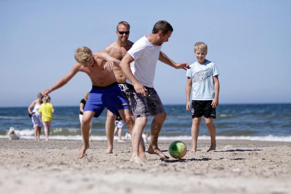 family playing sports