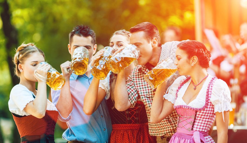 people drinking beer at Oktoberfest 