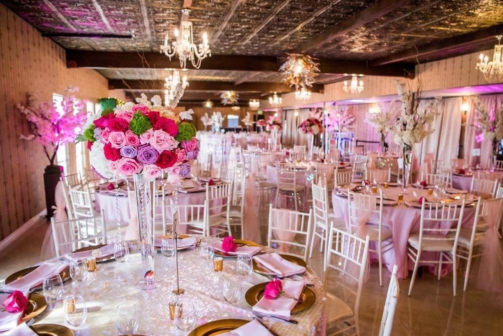 a venue with pink decorations in San Diego