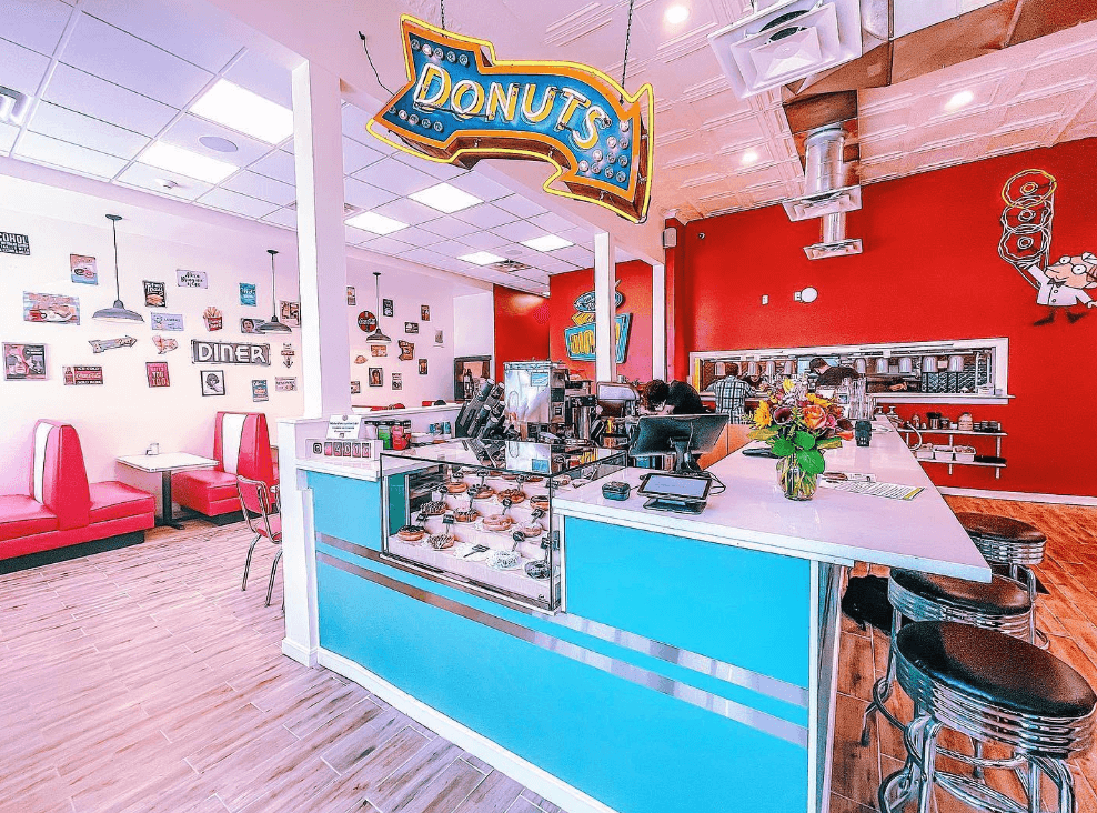 70s themed donut shop