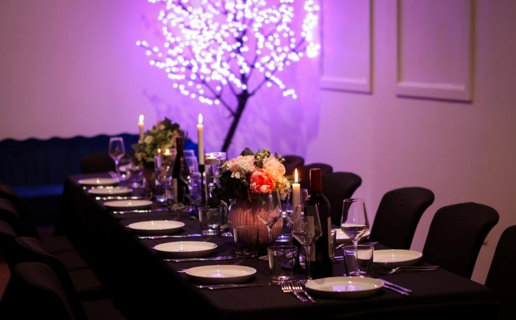 Elegantly set up dinner table