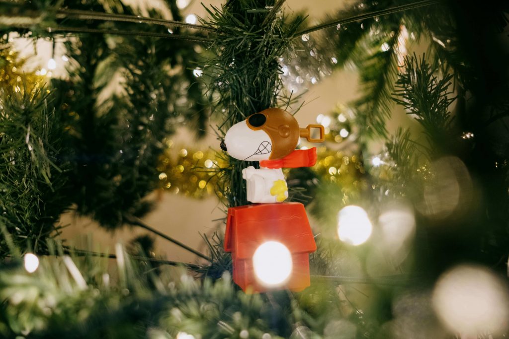 snoopy ornament on a christmas tree