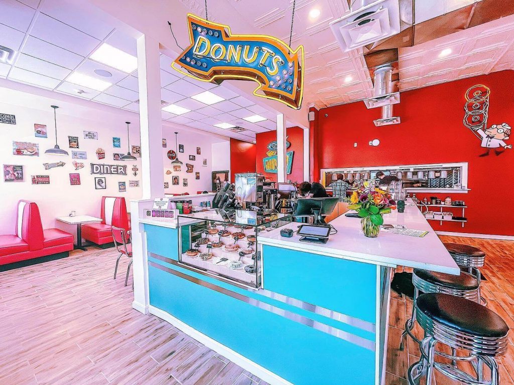 Diner-themed donut bar