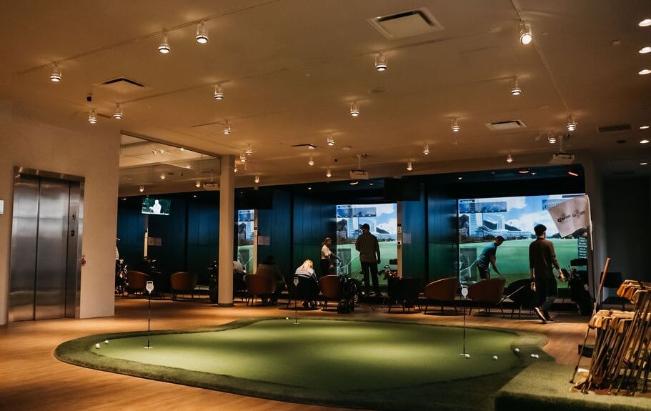 indoor golf practice field