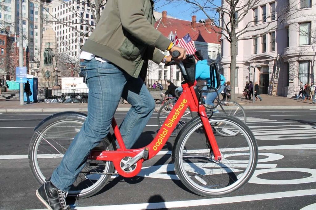 a red bike of bikeshare DC