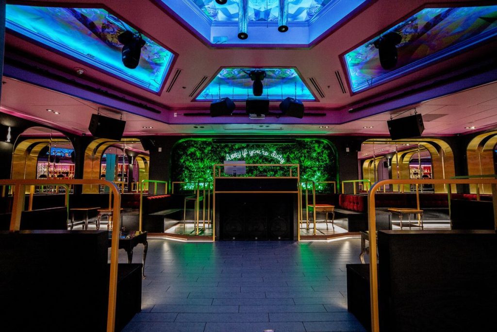a colorful nightclub