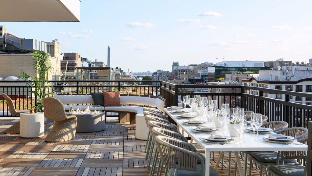 rooftop venue in DC prepared for a dinner