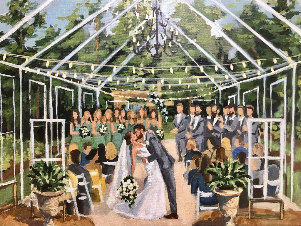 live painted wedding painting