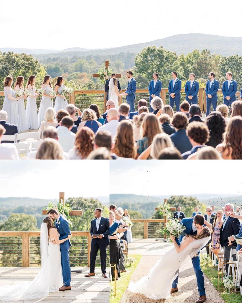 photos of an outdoor wedding ceremony