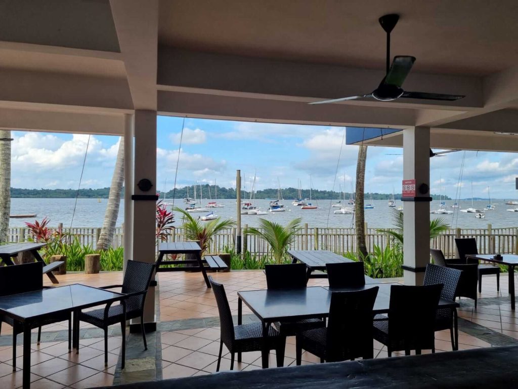 a restaurant with a view of Changi coastline