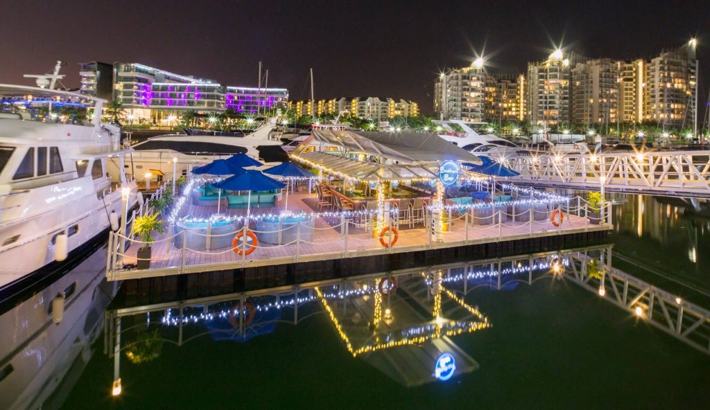 bar set on a floating platform