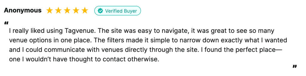 reviews about the Tagvenue Platform