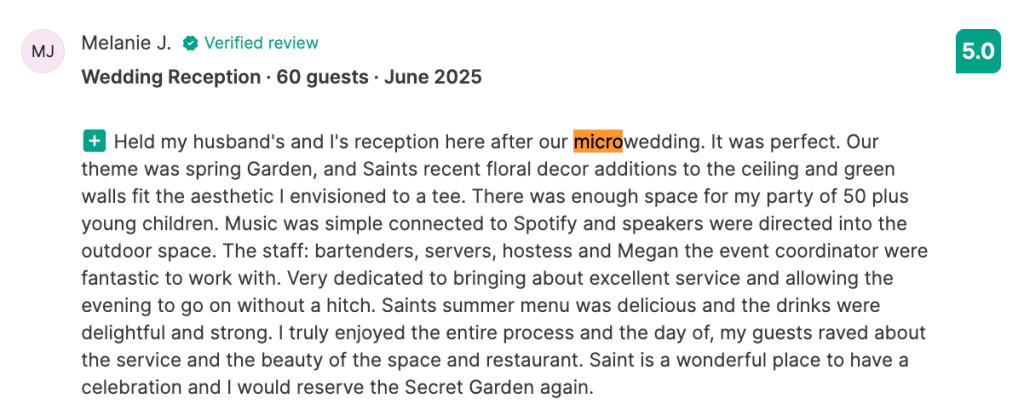 Customer review Tagvenue