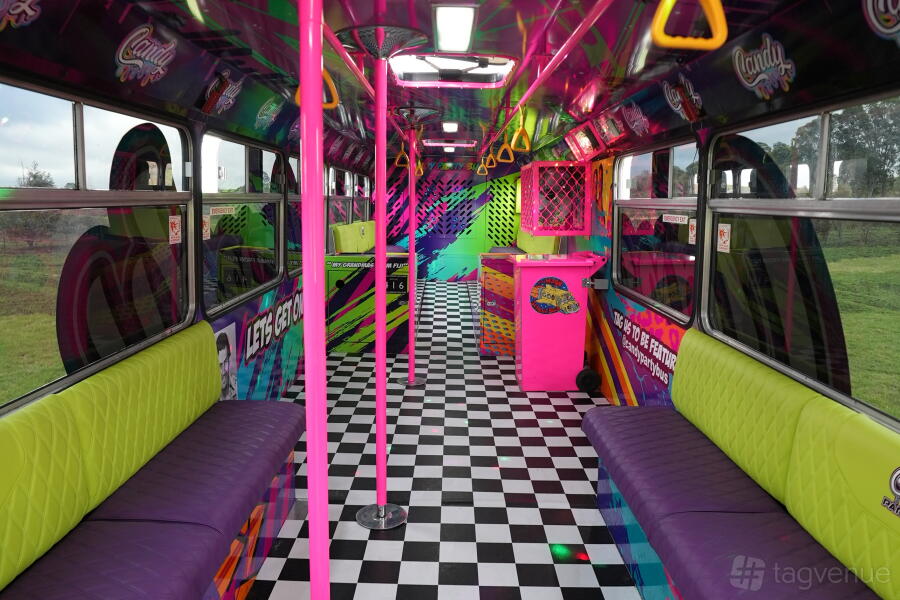 Candy Color Bus Candy Party Bus Venue Hire in Sydney | Photos & Prices