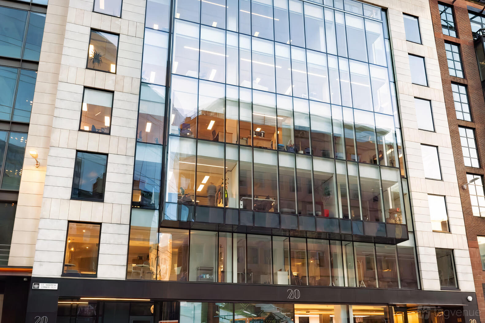 A meeting centre with a glass facade and multiple floors visible at Clubhouse Holborn.