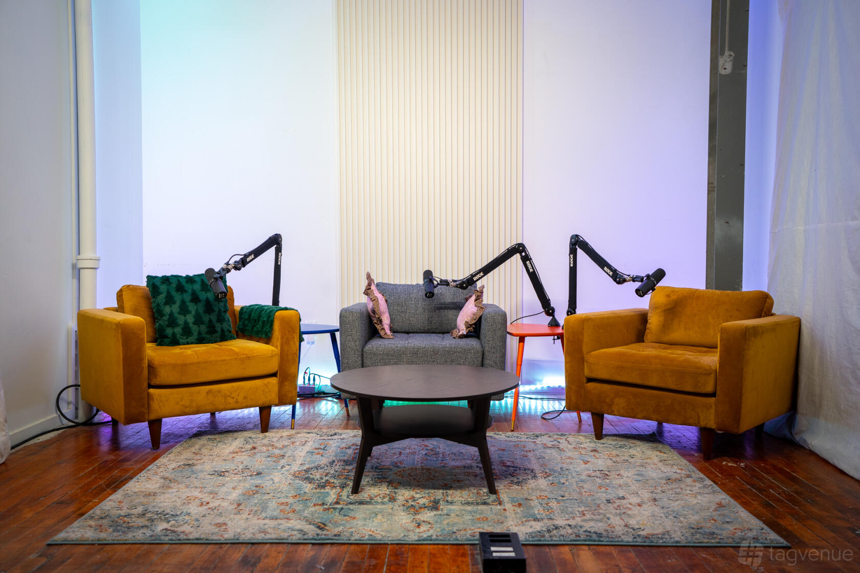 Podcast studio at Location A at Location A