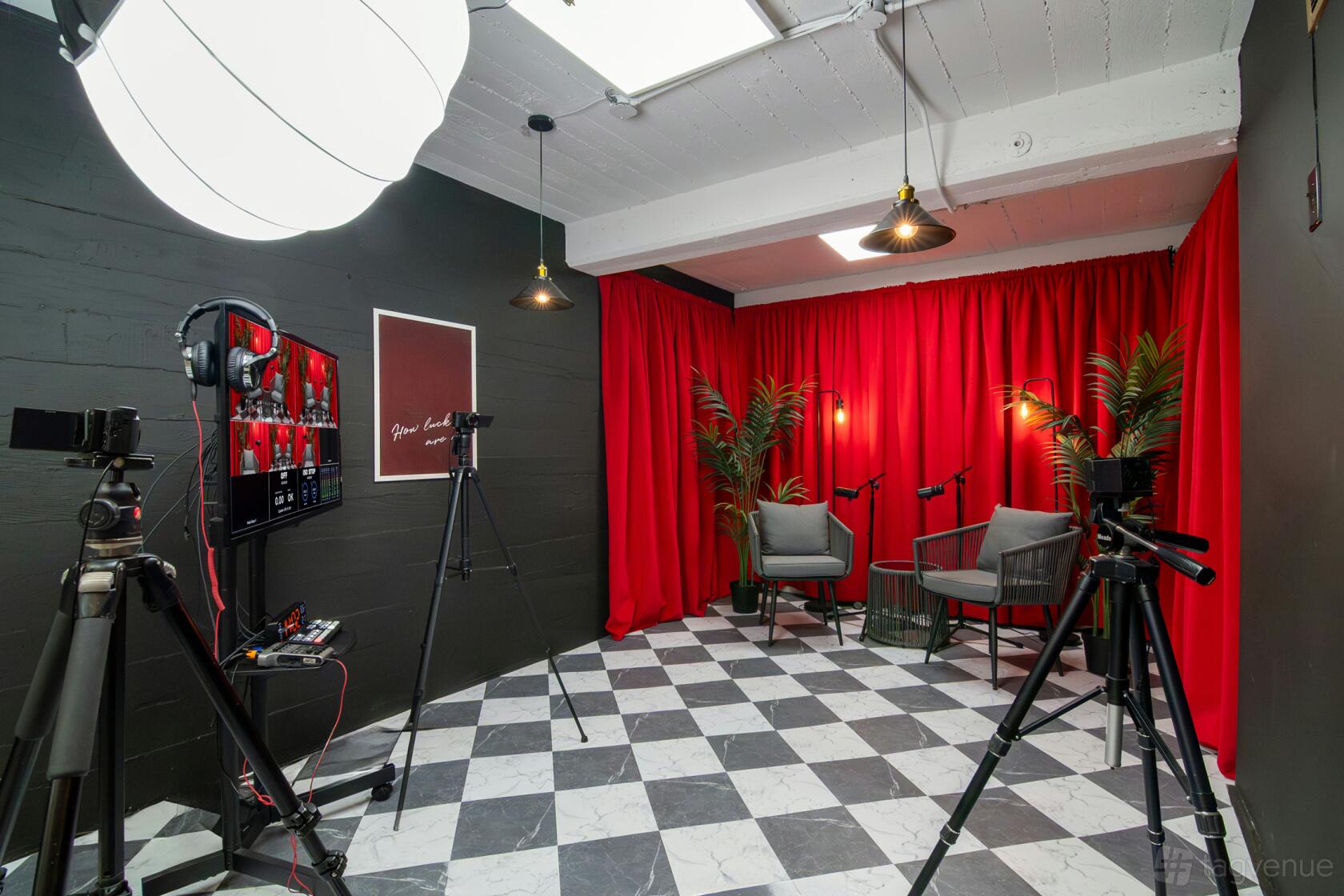 Ruby Red Podcast Red Podcast Set - Podcast Studio - Event Venue Rental - Tagvenue.com