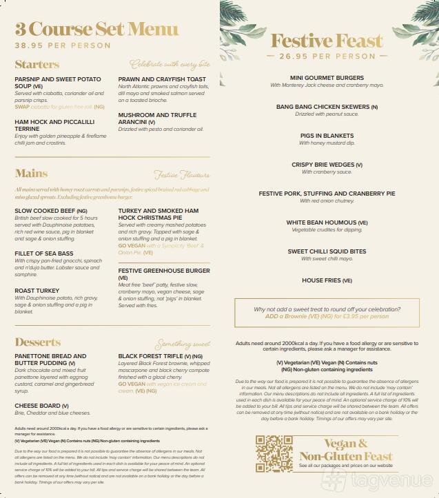 A cocktail bar menu at Banyan Newcastle featuring mains, desserts, and festive sharing plates.