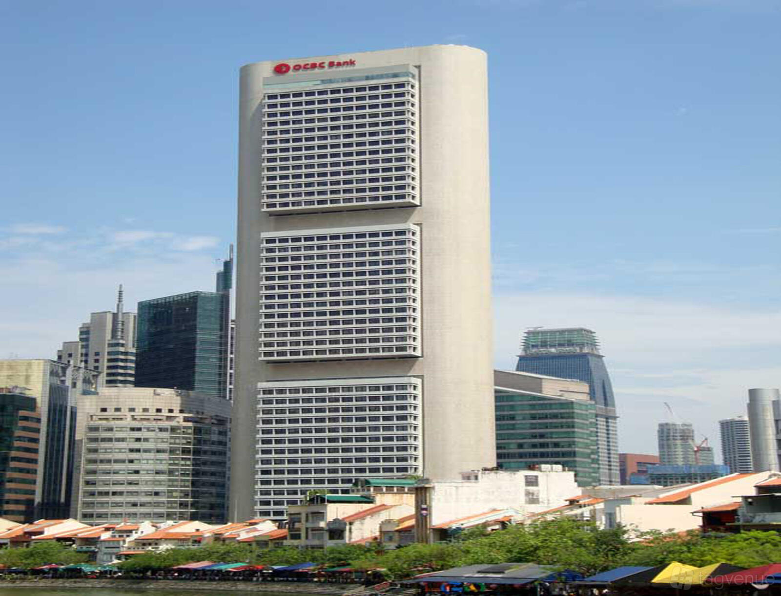 A tall office tower with a grid-style facade and OCBC Bank signage at CSO (Raffles) Pte Ltd at OCBC Centre.