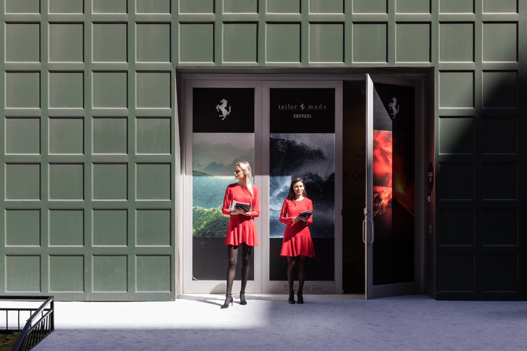 An event venue with green grid-patterned walls and glass entrance doors at Studio 525.