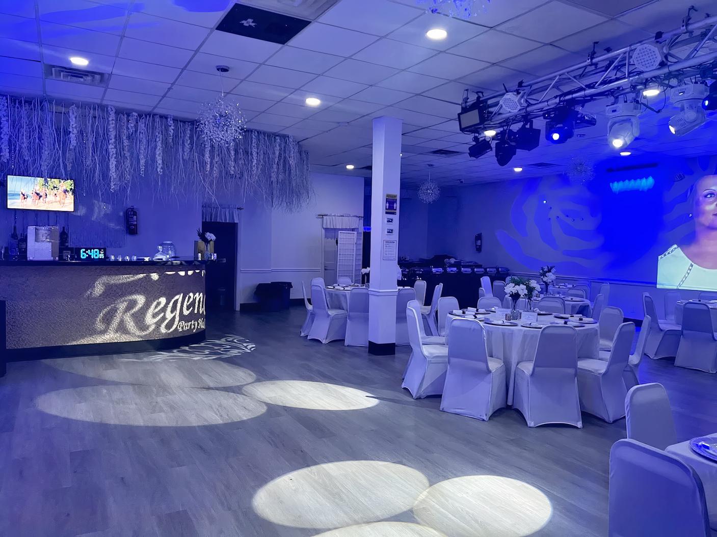 Regency Party Hall — full room setup