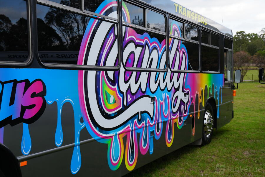 Candy Color Bus Candy Party Bus Venue Hire in Sydney | Photos & Prices