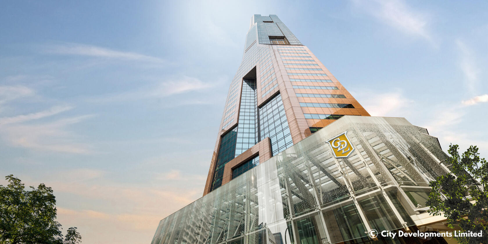 A high-rise meeting centre with glass facade and geometric architecture at Republic Plaza Tower 1 Level 4-7.